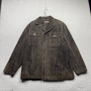 Hathaway Suede Leather Coat Jacket Men’s Sz L Dark Brown Classic Outerwear